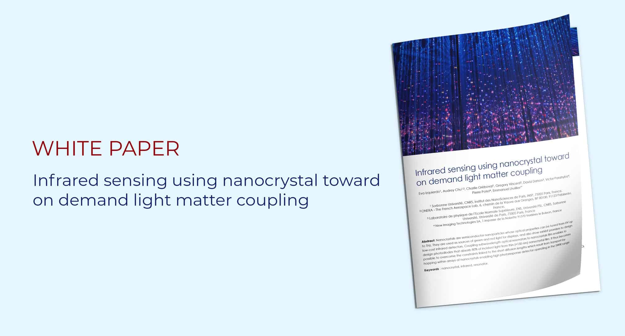 white paper: Infrared sensing using nanocrystal toward on demand light matter coupling
